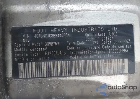 2011 Subaru Outback 2.5I Limited z USA, uszkodzony, nr VIN 4S4BRCJC8B3442854